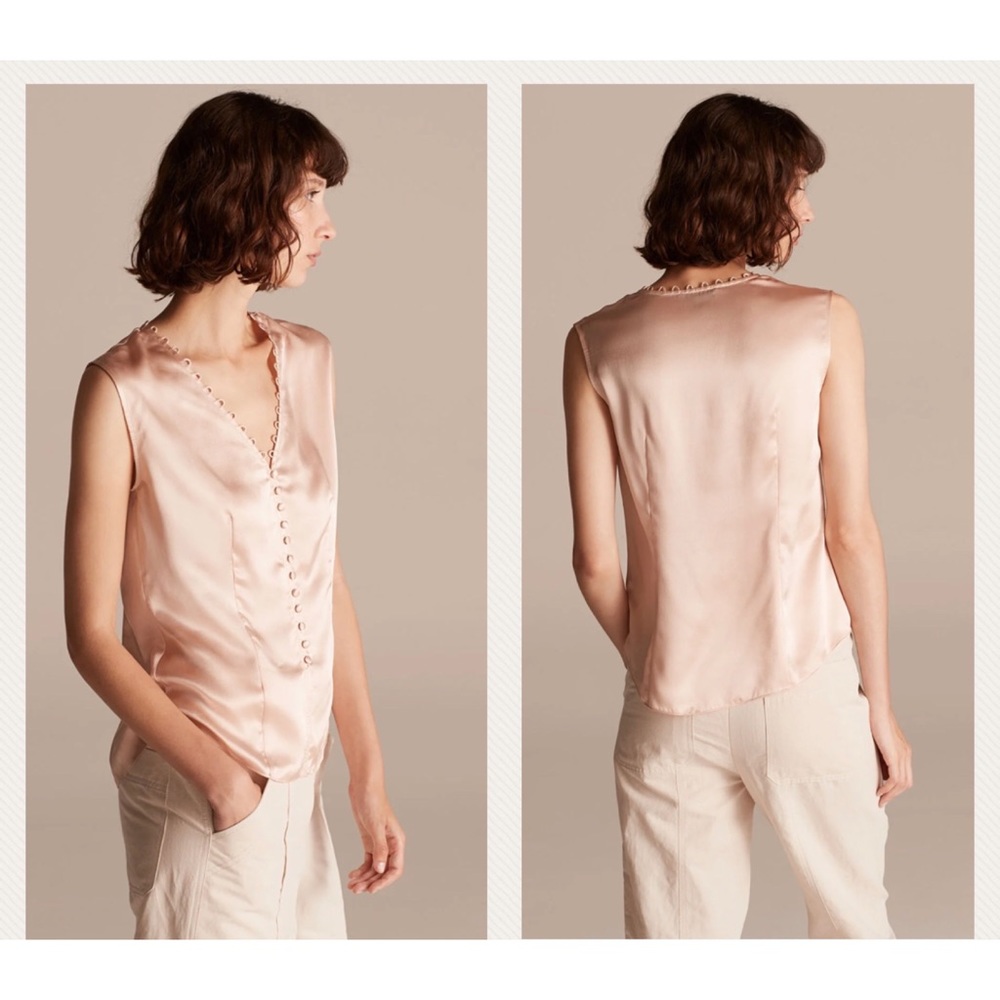 Rebecca Taylor Tailored Sleeveless Silk Charmeuse Top